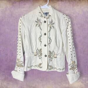 True meaning cream linen/cotton blend jacket